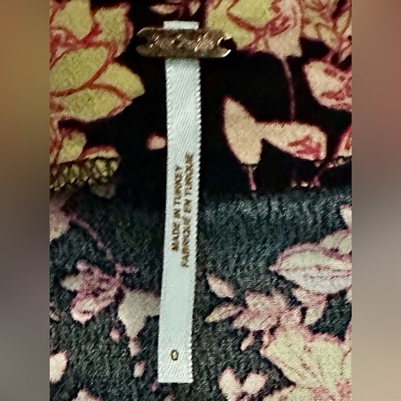 Free People Retro Love Black Floral Print Button Front Midi Skirt - Picture 9 of 11